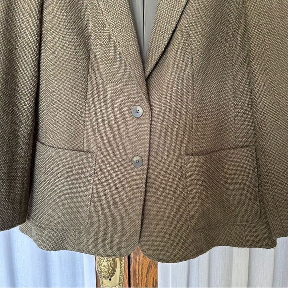 J. Jill Olive Wool Blend Tweed Relaxed Blazer Jacket - Picture 3 of 12
